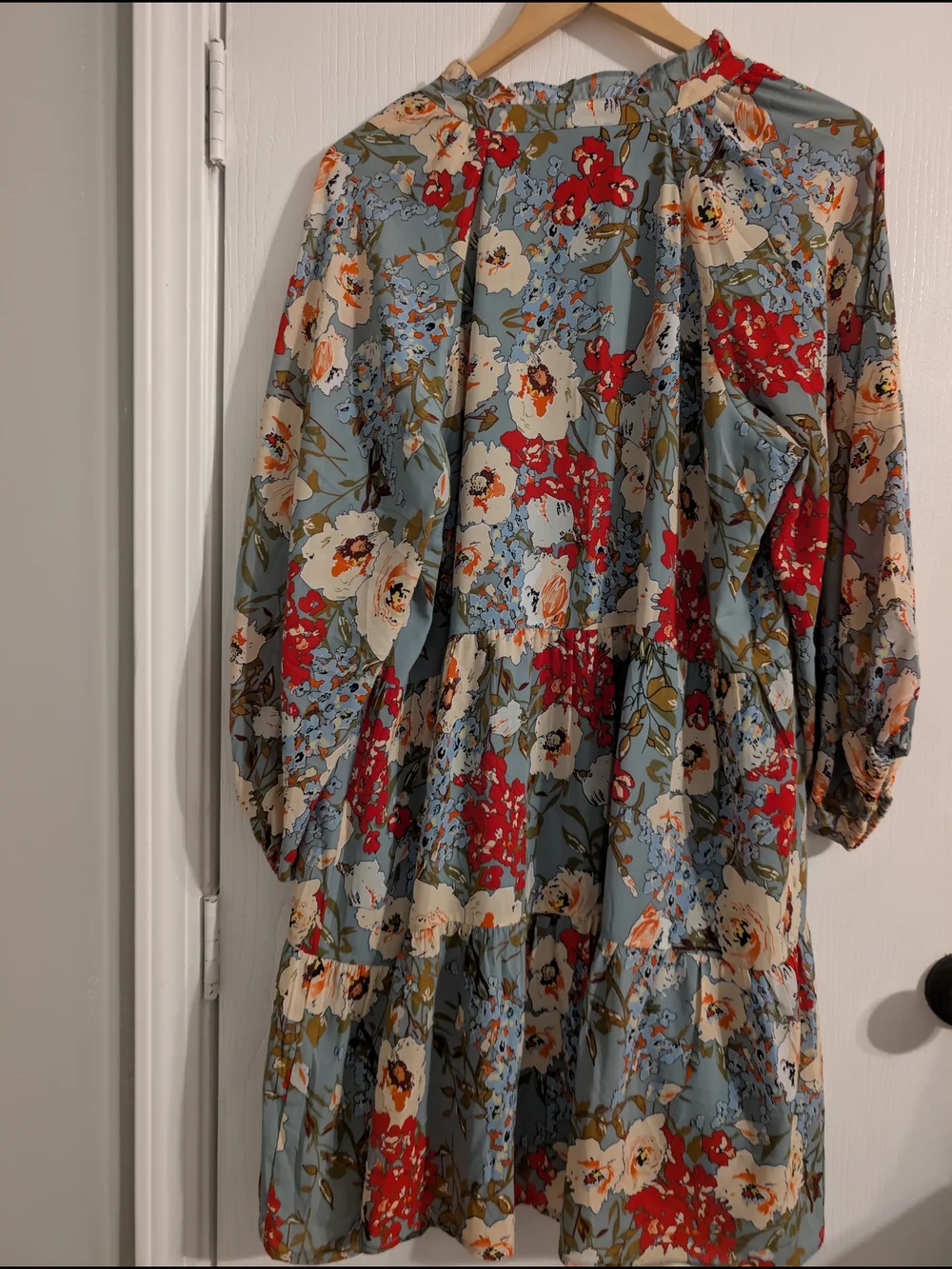 Joy Joy Light Blue Floral Scoop Neck Blouse - Picture 2 of 3